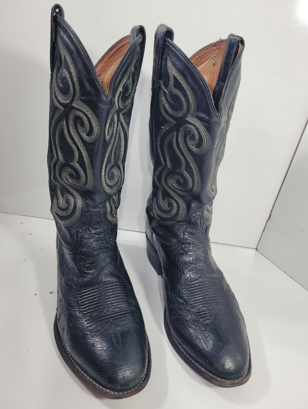 Tony Lama Men's Black Smooth Ostrich Western Cowboy Boots Size 11 EE Wide 9
